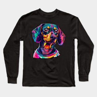 Dachshund Dog Colorfull Pop Art Design For Dog Onwer Long Sleeve T-Shirt